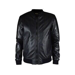 Philipp Plein Black Leather Bomber Jacket - NWT